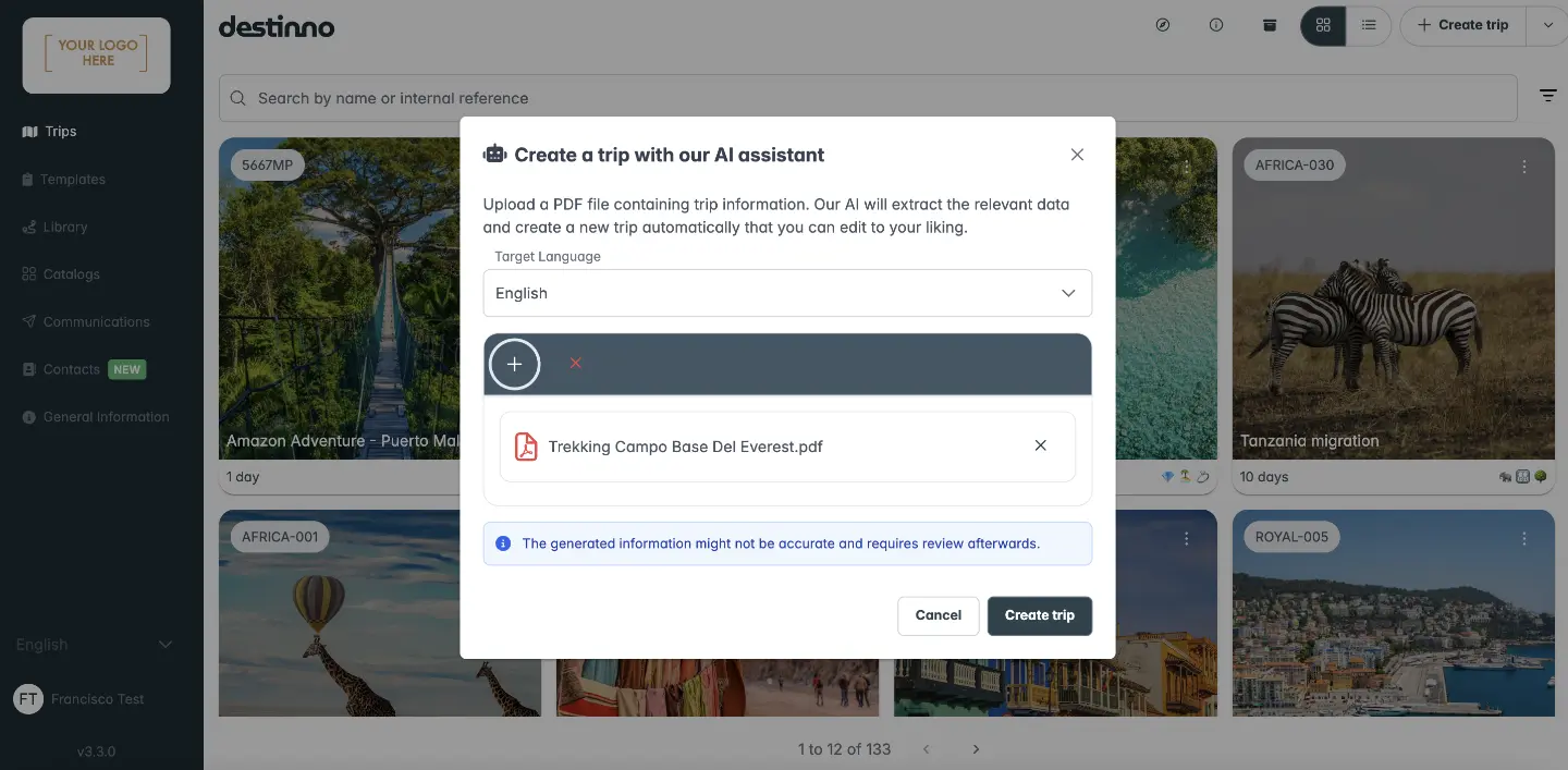 Destinno trip builder ai